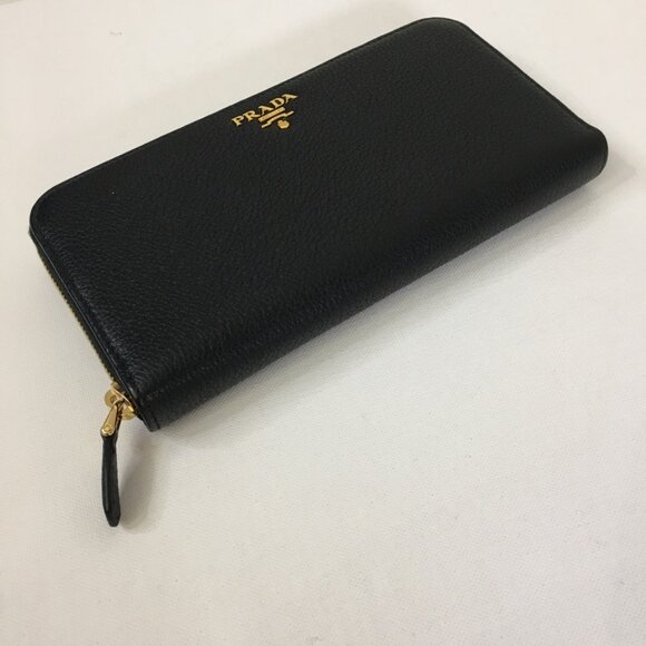 NWB PRADA Zip Around Long Wallet Portafoglio Lampo Nero/Black Leather Authentic - Picture 5 of 16